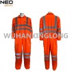 High Visibility Orange Safety Coverall with 5cm Width Reflective Tape 