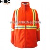 Nylon Full Zipper Reflective Orange Polar Fleece Jacket